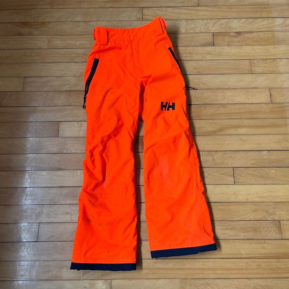 Helly Hansen Kids 140/10 Snow Pants Neon Orange Insulated Ski Snowboard Pants